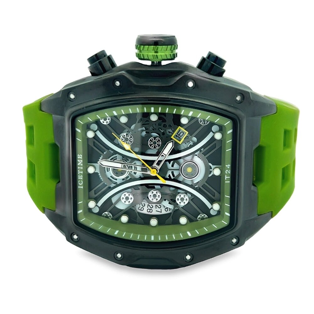 Sport Real Diamond Hip Hop Watch Green | Black HipHopBling