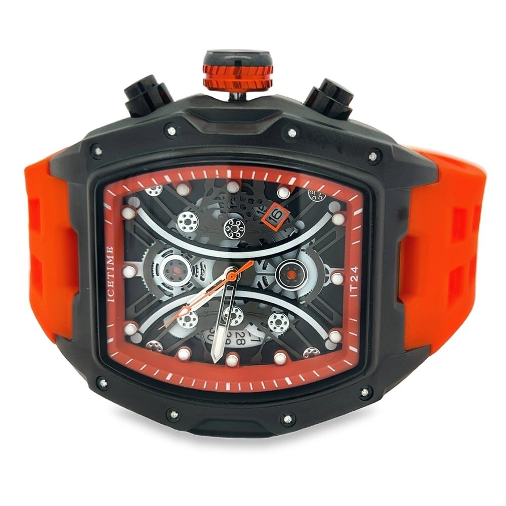 Sport Real Diamond Hip Hop Watch Orange | Black HipHopBling