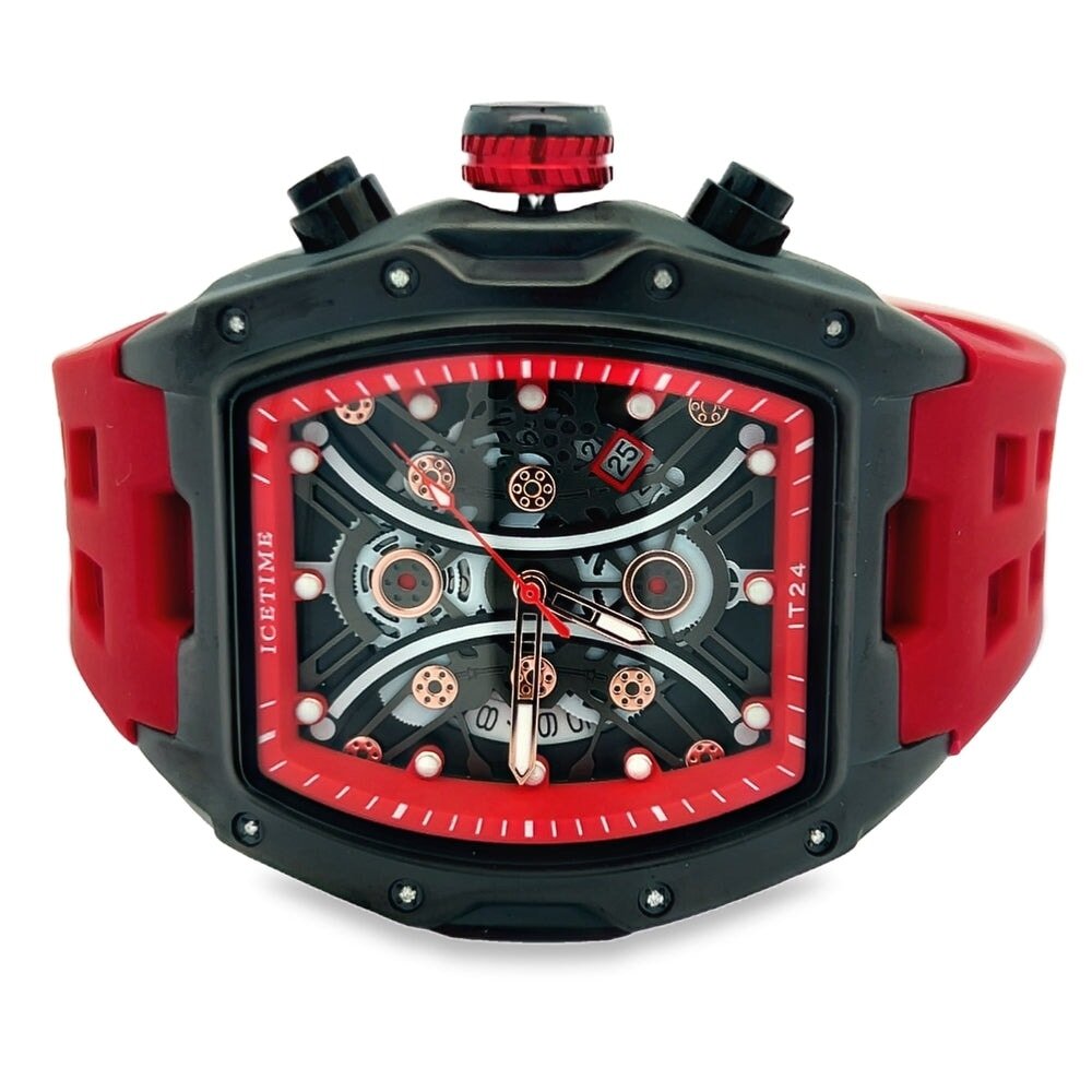Sport Real Diamond Hip Hop Watch Red | Black HipHopBling