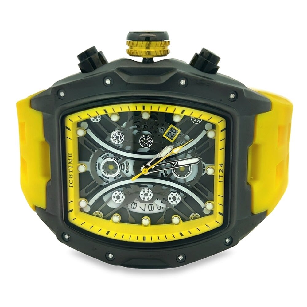 Sport Real Diamond Hip Hop Watch Yellow | Black HipHopBling