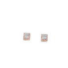 Square Baguette Halo Diamond Earrings .25cttw 10K Gold 10K Rose Gold HipHopBling