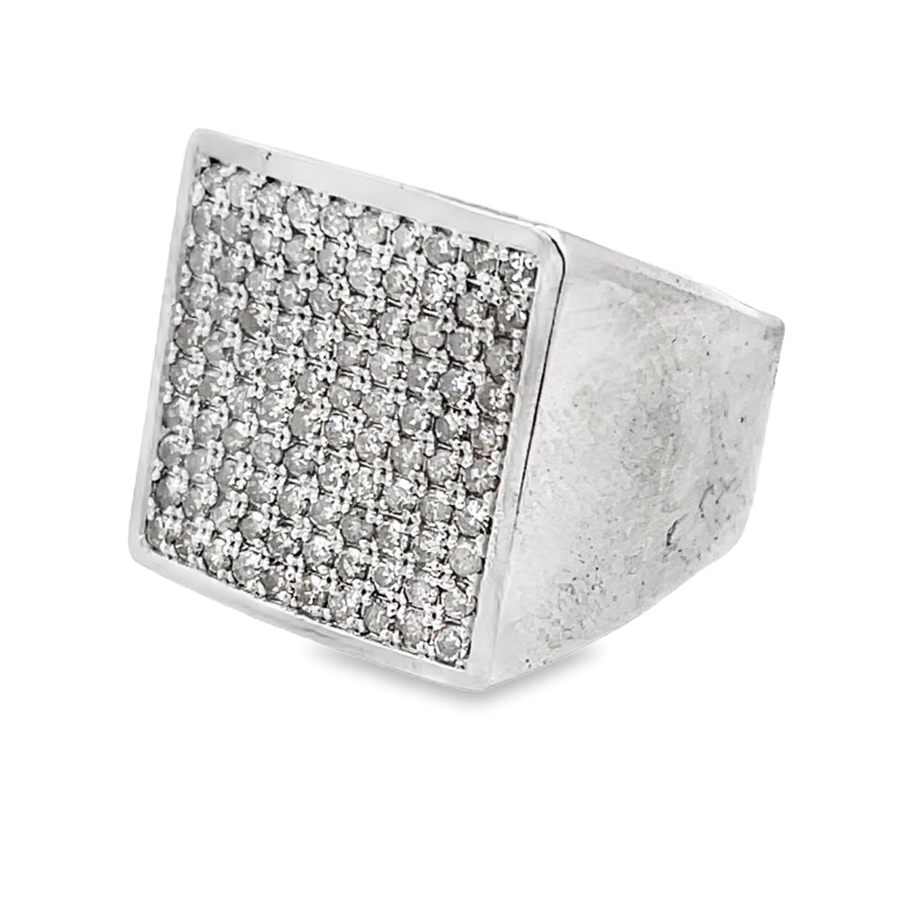 Square Block 1.65cttw Diamond Ring .925 Sterling Silver HipHopBling