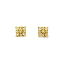 Square Cluster Canary Gold CZ Earrings .925 Sterling Silver HipHopBling