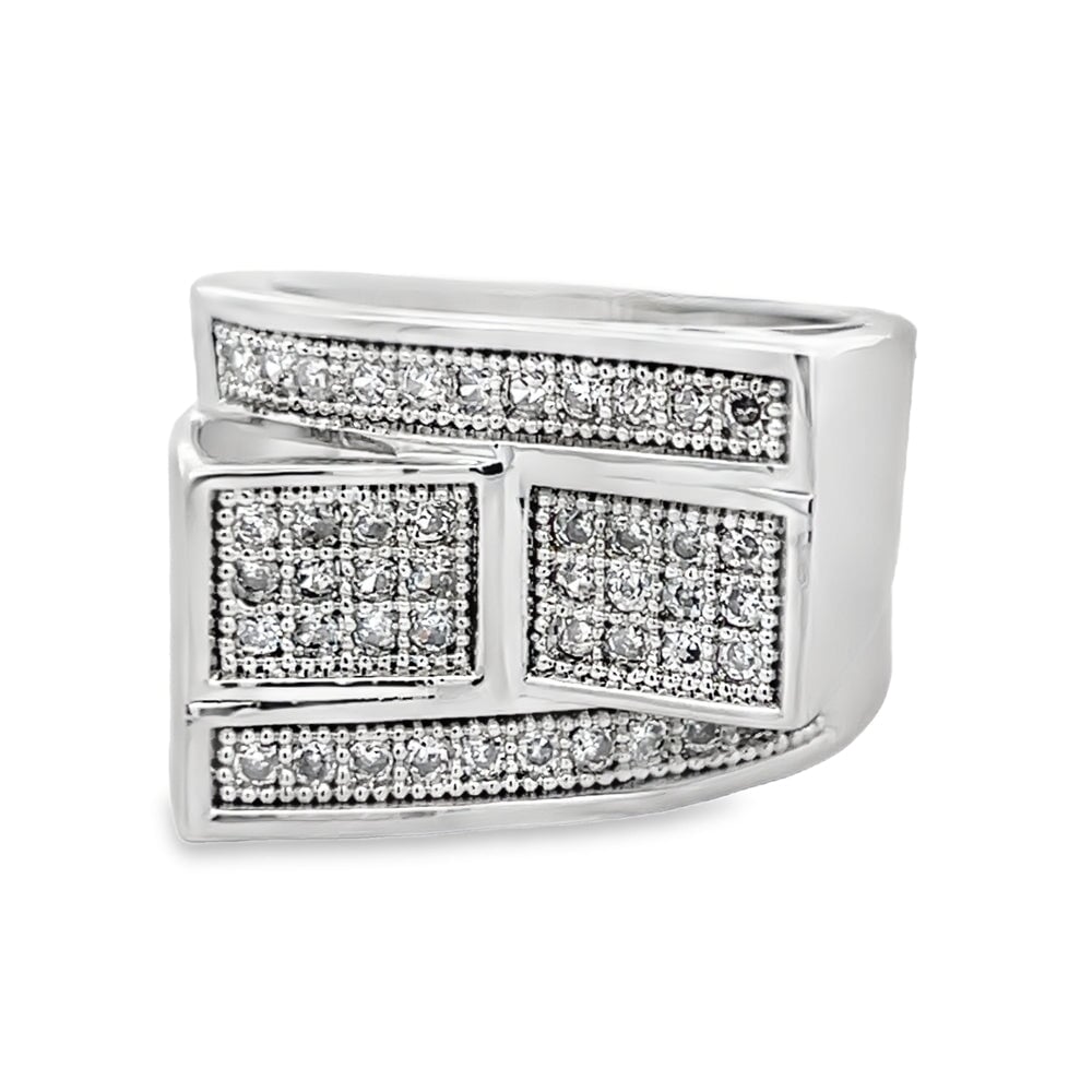 Stacked Bars CZ Ring .925 Sterling Silver 8 HipHopBling