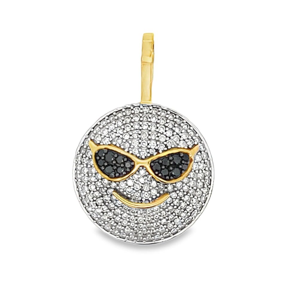 Sunglasses Face Diamond 1.43 Carat Pendant 10K Yellow Gold HipHopBling