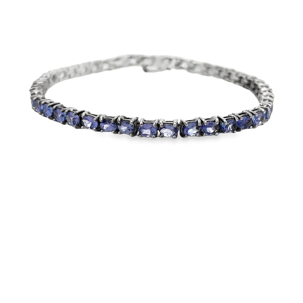 Tanzanite Oval Cut Womens Tennis Bracelet .925 Sterling Silver HipHopBling