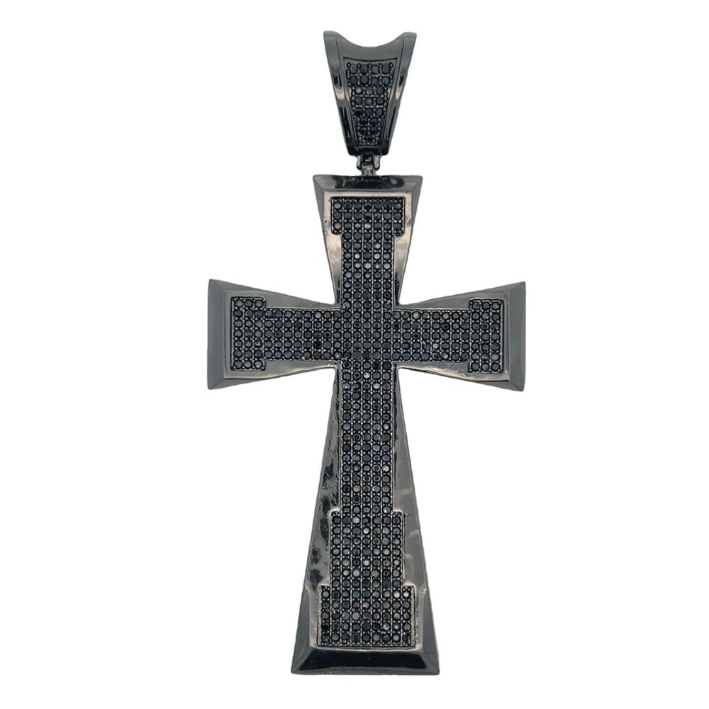 Iced Out Tapered Black CZ Cross Pendant for Stylish Flair – HipHopBling