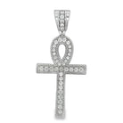 Tennis Ankh Cross Iced Out Moissanite Pendant .925 Sterling Silver HipHopBling