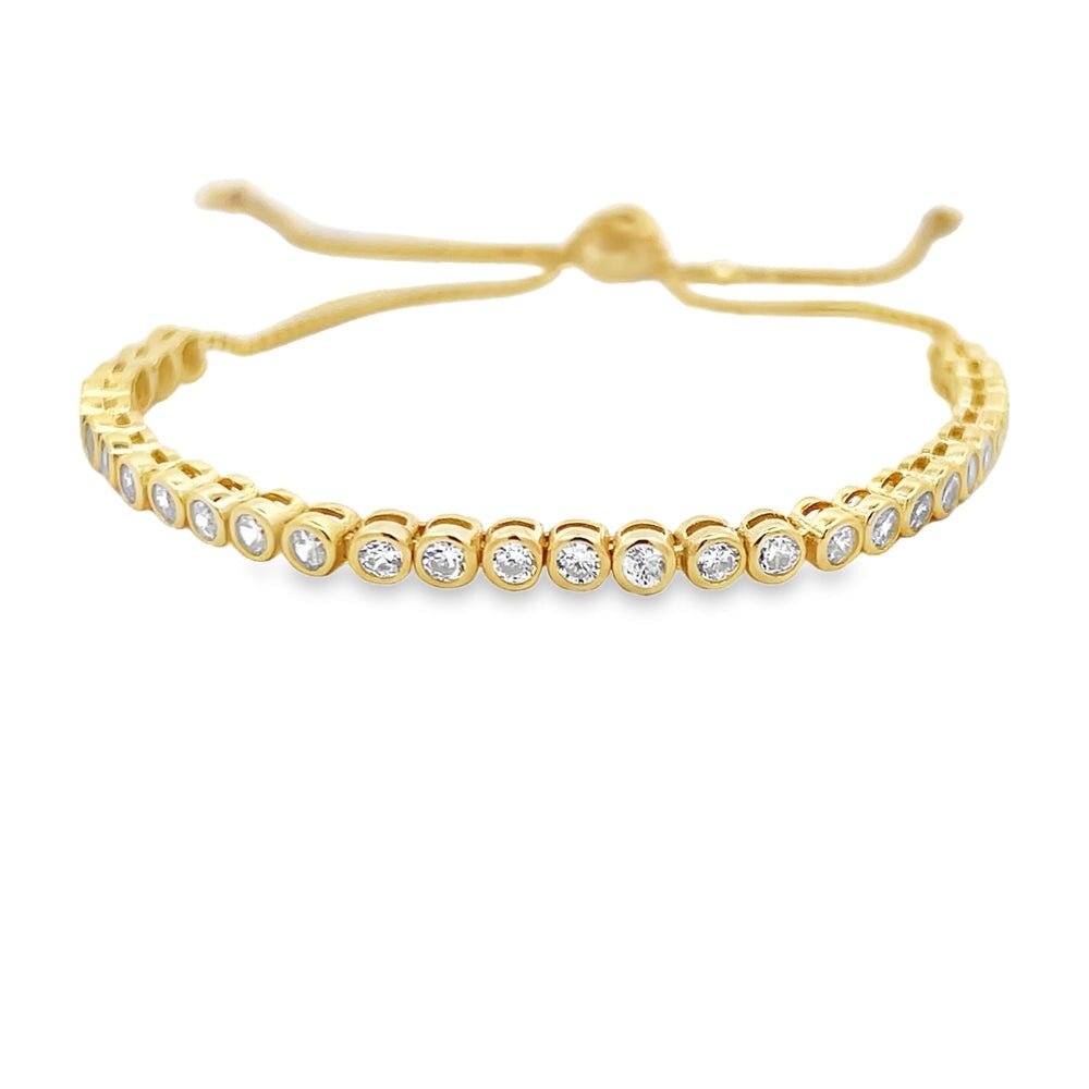 Tennis Bolo Bracelet .925 Sterling Silver Gold HipHopBling