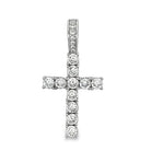 Tennis Cross CZ Iced Out Pendant & Free Chain Silver 18" HipHopBling
