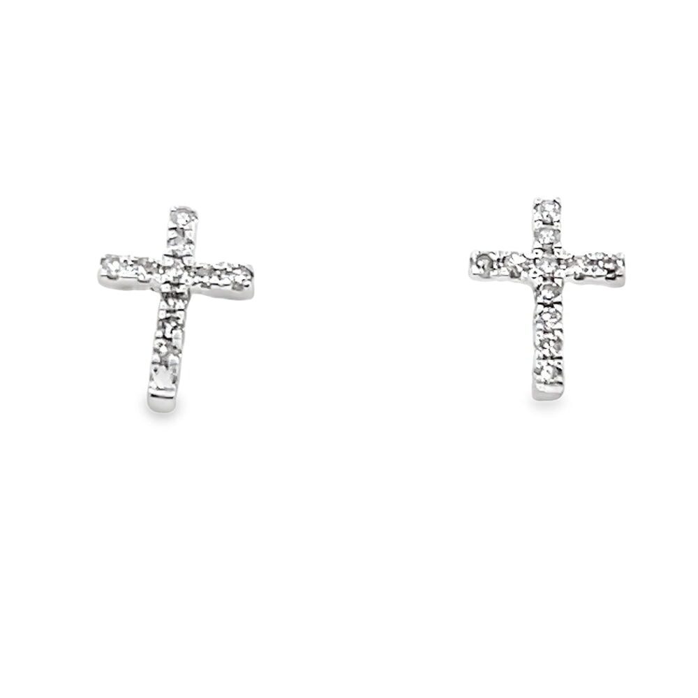 Tennis Cross Diamond Earrings .10cttw 10K Gold 10K White Gold HipHopBling