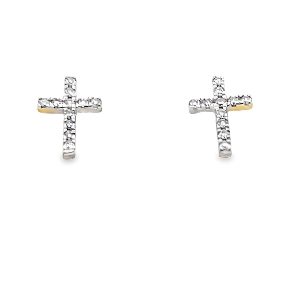 Tennis Cross Diamond Earrings .10cttw 10K Gold 10K Yellow Gold HipHopBling