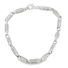 Textured Bullet Link Bracelet .925 Sterling Silver HipHopBling