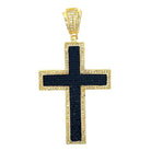 Thick Layer Cross CZ Iced Out Pendant Black HipHopBling