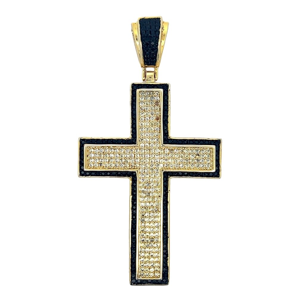 Thick Layer Cross CZ Iced Out Pendant Lemonade HipHopBling