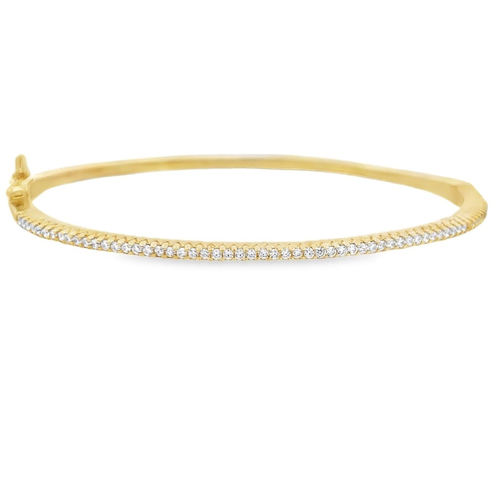 Thin Bangle CZ Iced Out Bracelet .925 Sterling Silver Gold HipHopBling