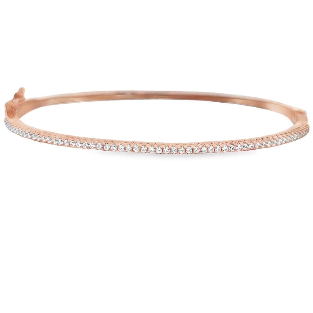 Thin Bangle CZ Iced Out Bracelet .925 Sterling Silver Rose gold HipHopBling