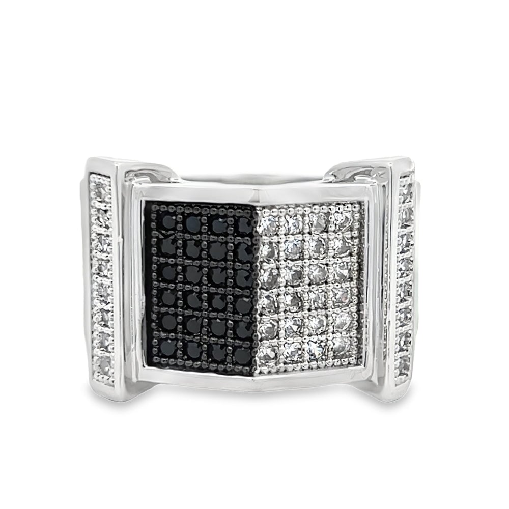 Tip Top Black & White CZ Ring .925 Sterling Silver 8 HipHopBling