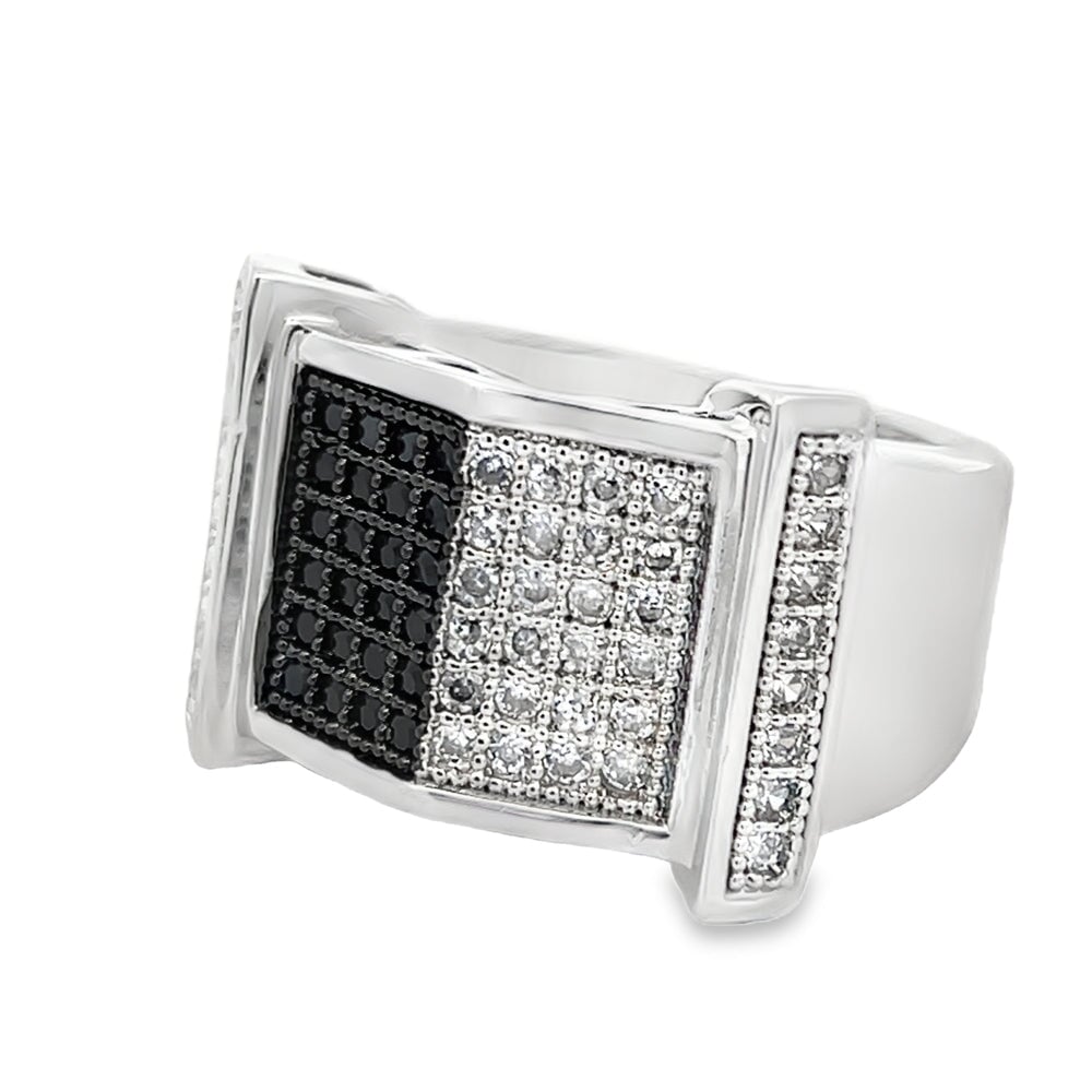 Tip Top Black & White CZ Ring .925 Sterling Silver 8 HipHopBling