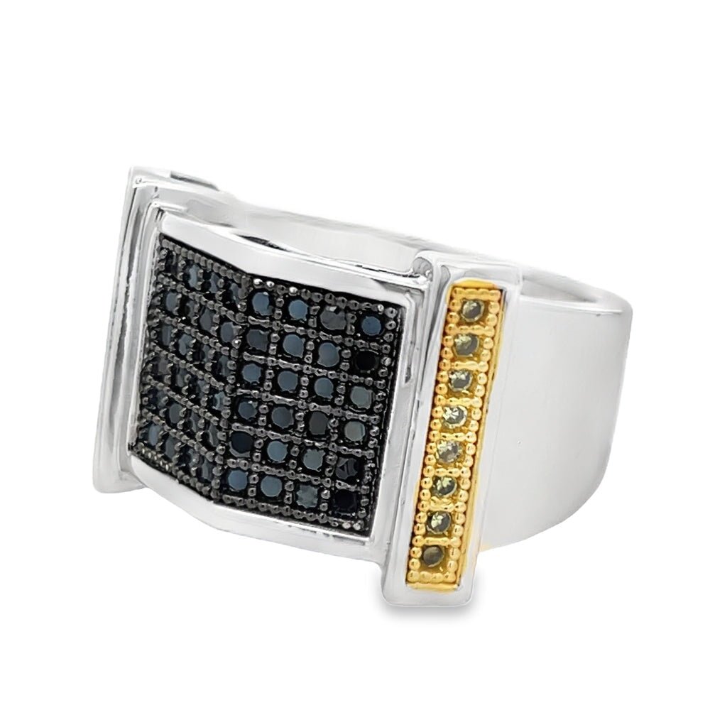 Tip Top Black & Yellow CZ Ring .925 Sterling Silver 8 HipHopBling