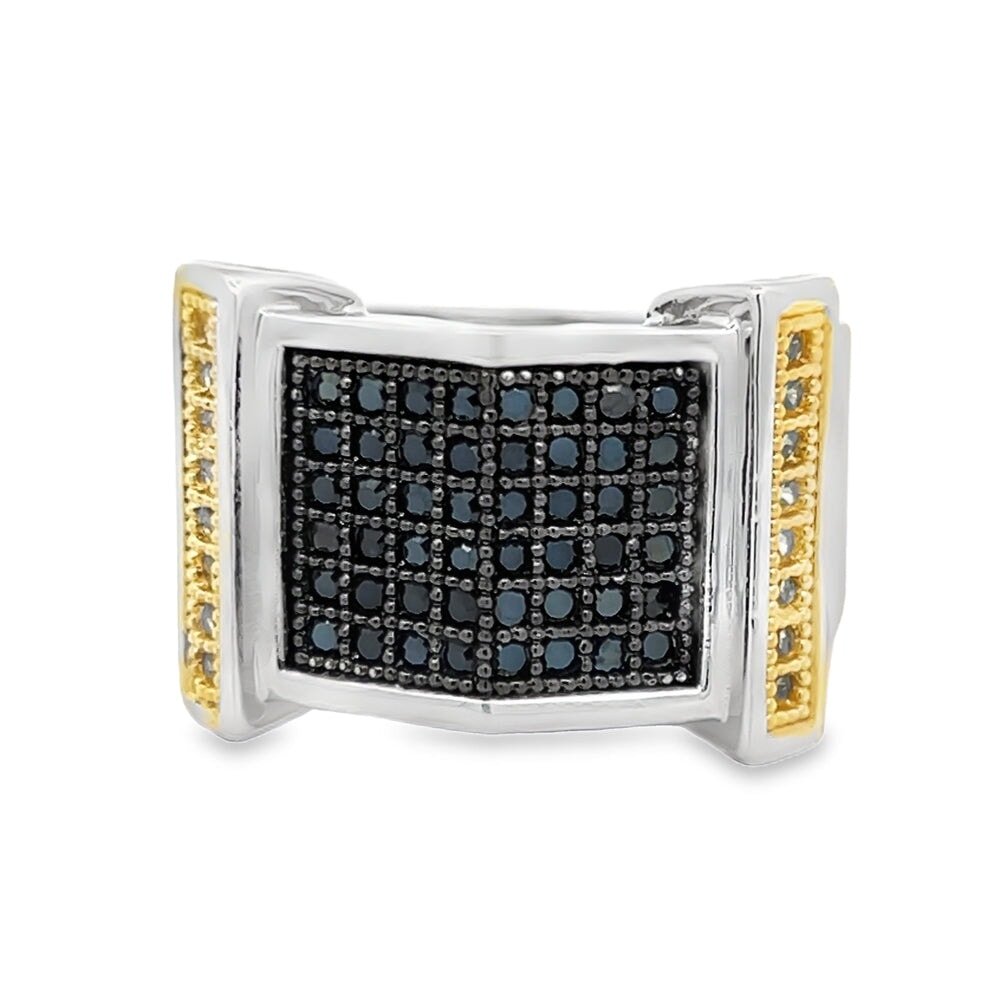 Tip Top Black & Yellow CZ Ring .925 Sterling Silver 8 HipHopBling