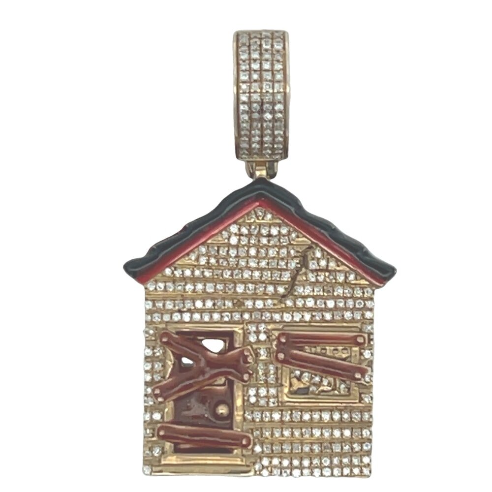 Trap House Diamond Pendant .58cttw 10K Yellow Gold HipHopBling