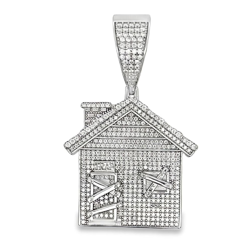 Trap House Iced Out Moissanite Pendant .925 Sterling Silver HipHopBling