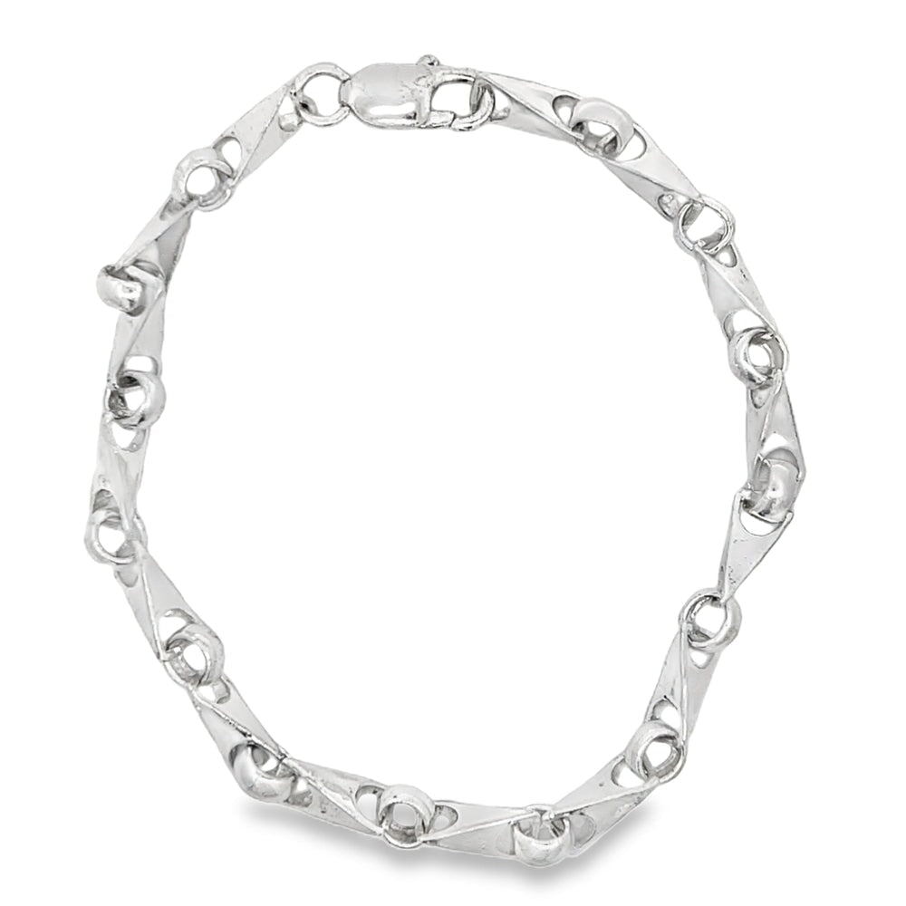 Triangle Link Bracelet .925 Sterling Silver 8" HipHopBling