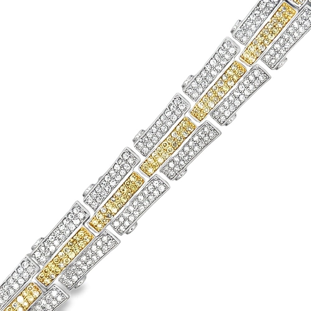Triple Bar Yellow CZ Iced Out Bracelet .925 Sterling Silver HipHopBling