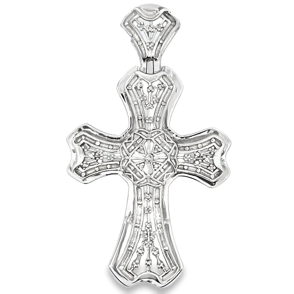 Vintage .25cttw Diamond Cross Pendant .925 Sterling Silver HipHopBling