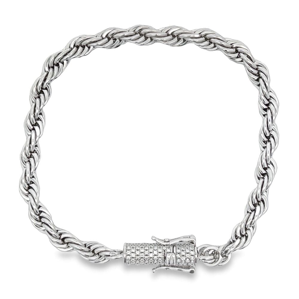 VVS Moissanite French Rope Bracelet Steel / .925 Silver White Gold 6MM 7" Bracelet HipHopBling