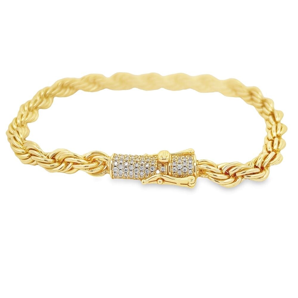 VVS Moissanite French Rope Bracelet Steel / .925 Silver Yellow Gold 6MM 7" Bracelet HipHopBling