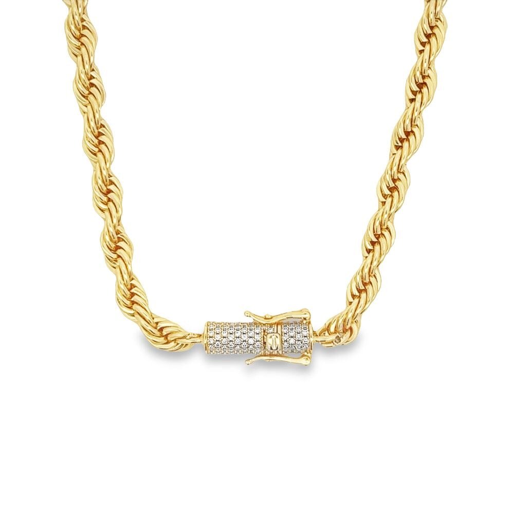 VVS Moissanite French Rope Chain Steel / .925 Silver White Gold 6MM 16" HipHopBling