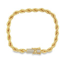 VVS Moissanite French Rope Chain Steel / .925 Silver Yellow Gold 6MM 7" Bracelet HipHopBling