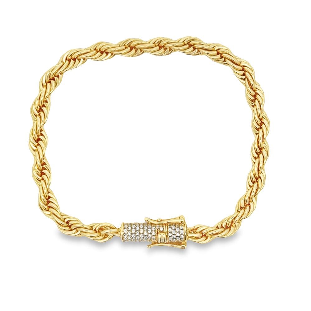 VVS Moissanite French Rope Chain Steel / .925 Silver Yellow Gold 6MM 7" Bracelet HipHopBling