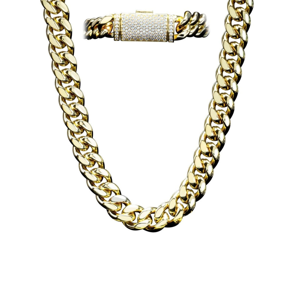 VVS Moissanite Miami Cuban Bracelet Steel / .925 Silver 8MM White Gold 18" HipHopBling