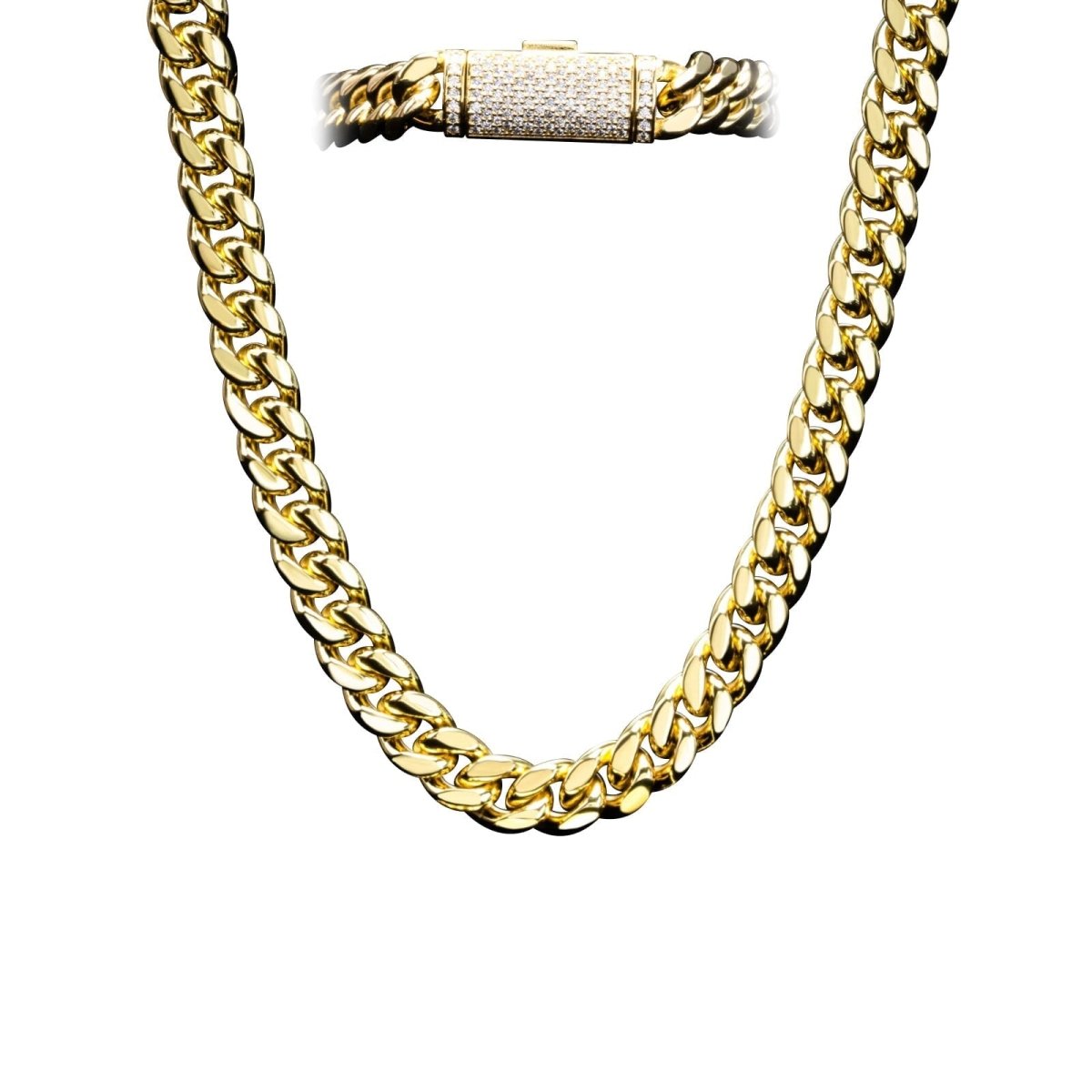 VVS Moissanite Miami Cuban Bracelet Steel / .925 Silver 8MM White Gold 18" HipHopBling