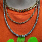 VVS Triple Drip Chain Stack Yellow Gold HipHopBling