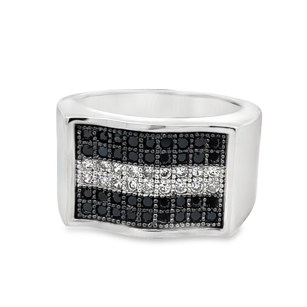 Waves Black & White CZ Ring .925 Sterling Silver 8 HipHopBling
