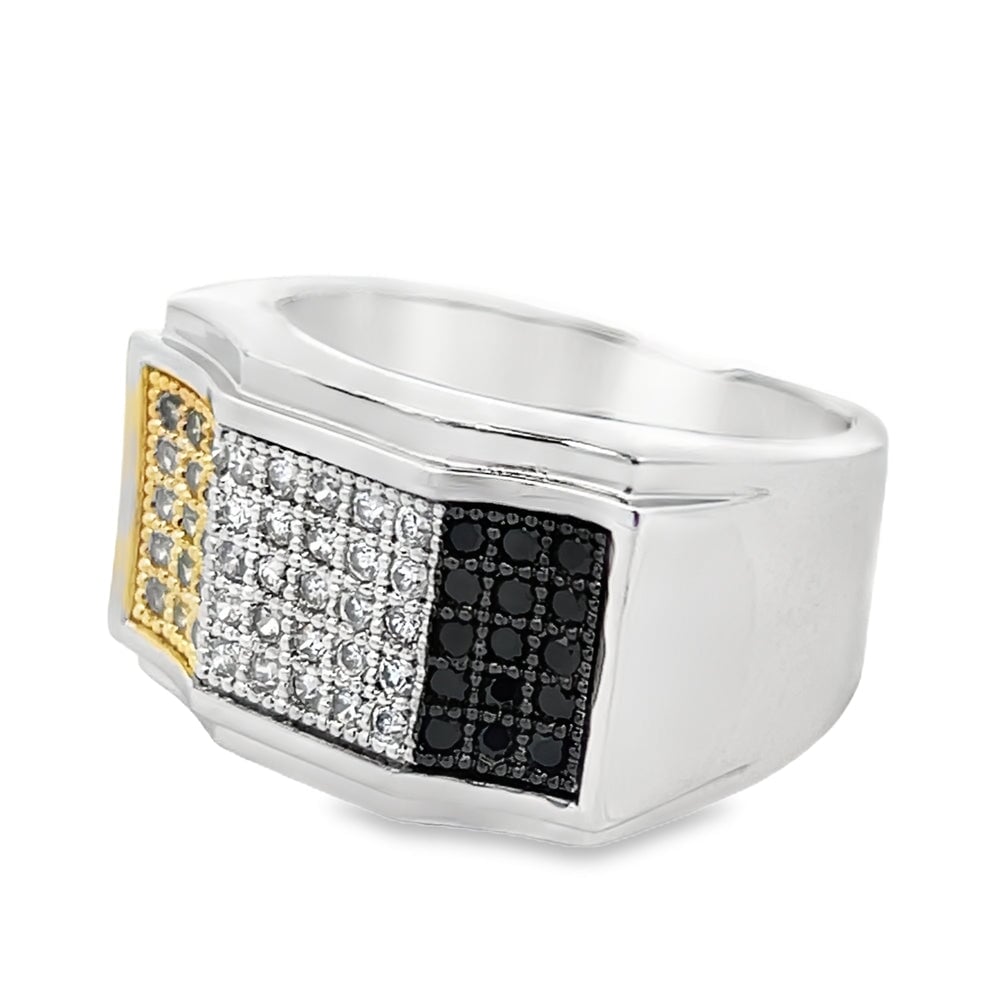 Wavy Tri Color CZ Ring .925 Sterling Silver 8 HipHopBling