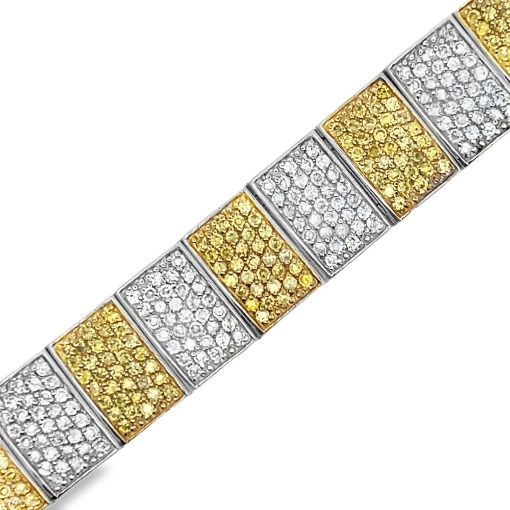 White & Yellow Boxy CZ Iced Out Bracelet .925 Sterling Silver HipHopBling
