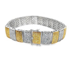 White & Yellow Boxy CZ Iced Out Bracelet .925 Sterling Silver HipHopBling