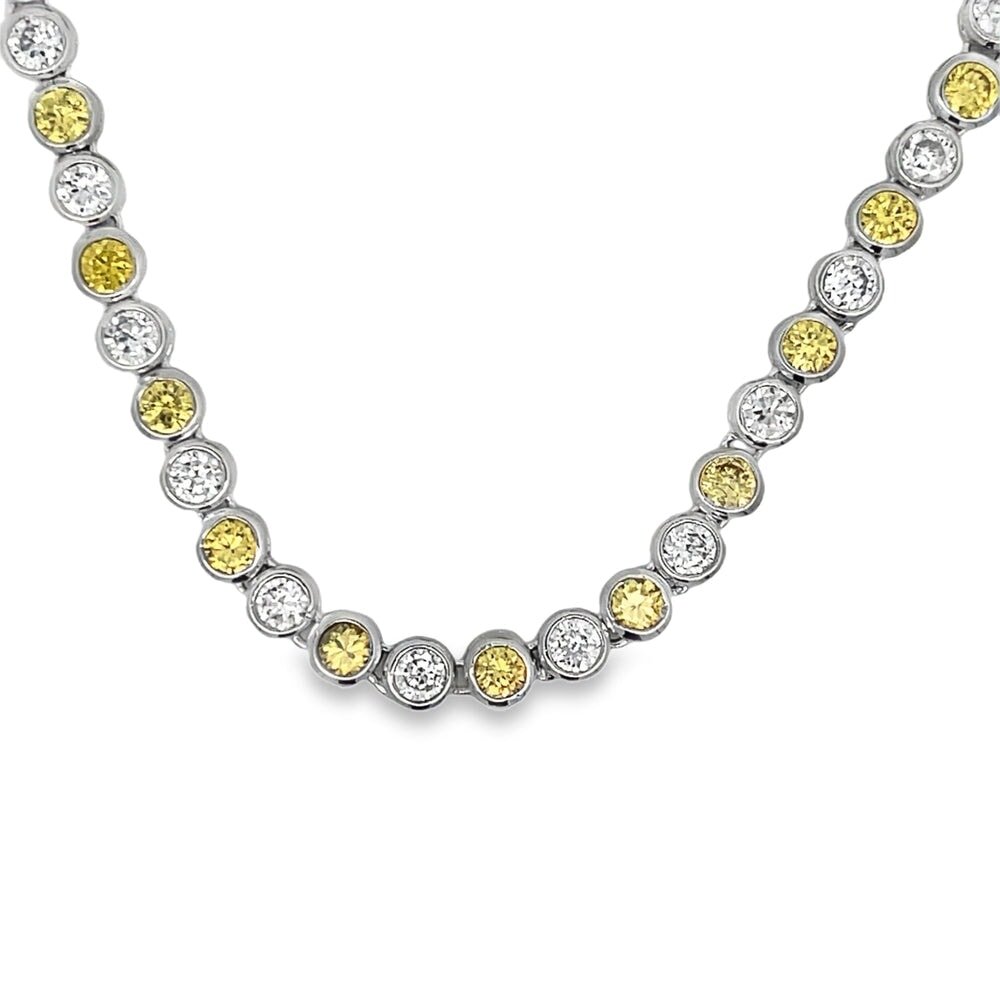 White & Yellow CZ Tennis Chain .925 Sterling Silver HipHopBling