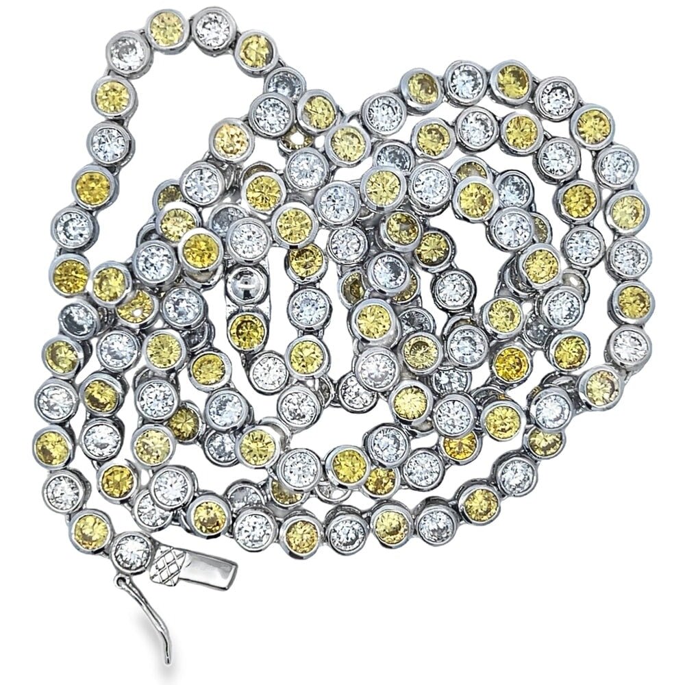 White & Yellow CZ Tennis Chain .925 Sterling Silver HipHopBling