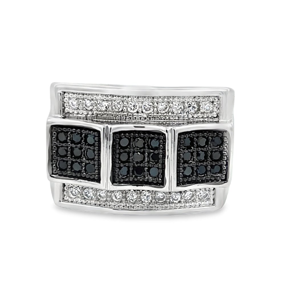 Winner Black & White CZ Ring .925 Sterling Silver 8 HipHopBling