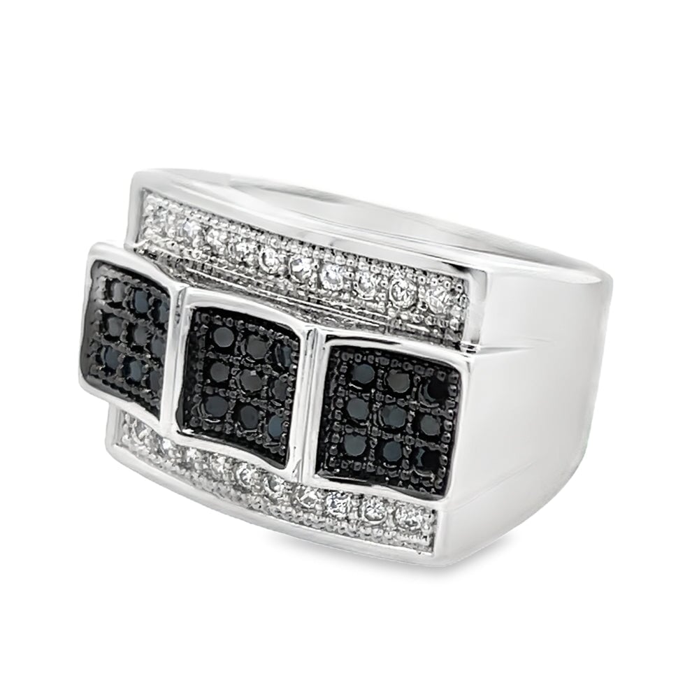 Winner Black & White CZ Ring .925 Sterling Silver 8 HipHopBling