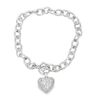 Womens Heart Bracelet .925 Sterling Silver Silver HipHopBling