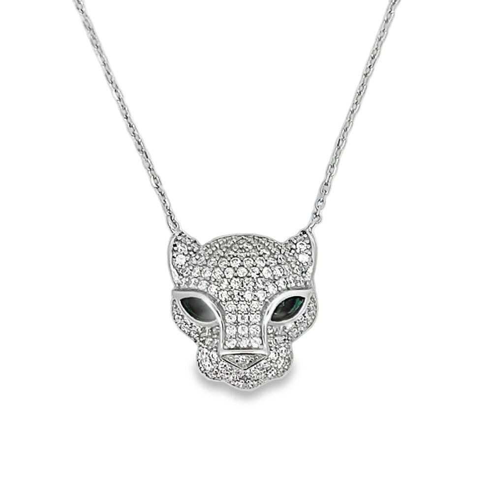 Womens Tiger Face Moissanite Pendant & Necklace .925 Sterling Silver HipHopBling
