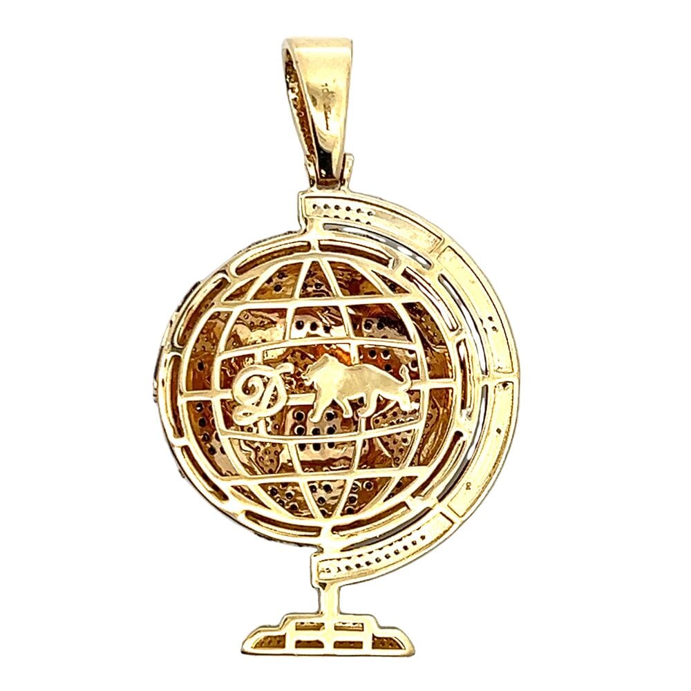 World Globe 1.85cttw Diamond Pendant 10K Yellow Gold HipHopBling