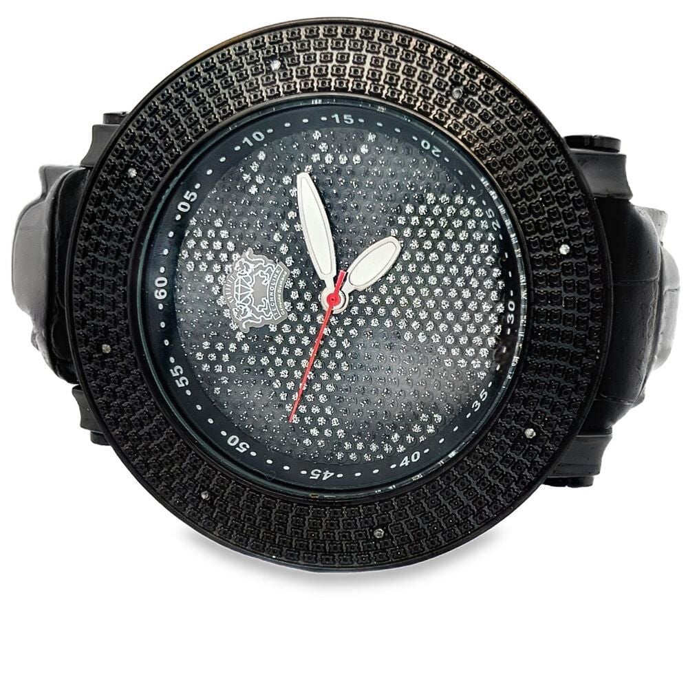 World Map Dial Black Real .08cttw Watch HipHopBling